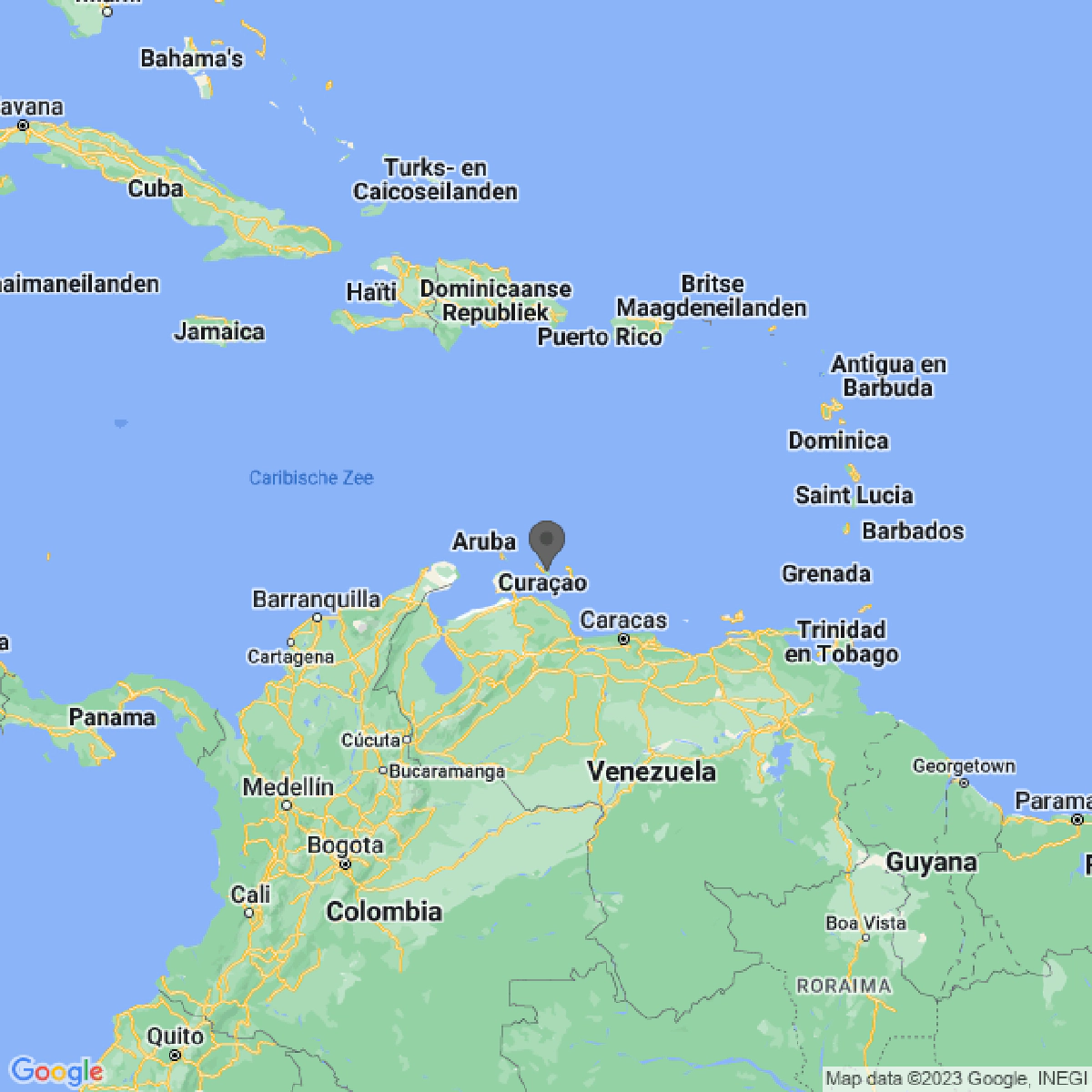 Map view of Curaçao Map view of Curaçao